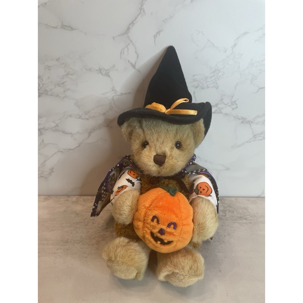 RARE Aurora A&A Halloween Witch Plush Bear w/ Jack-O-Lantern